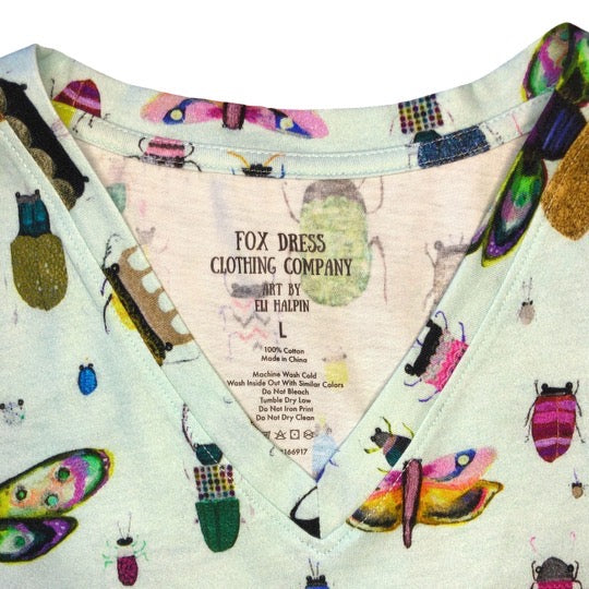 Beetles V-Neck Cotton Tee Shirt