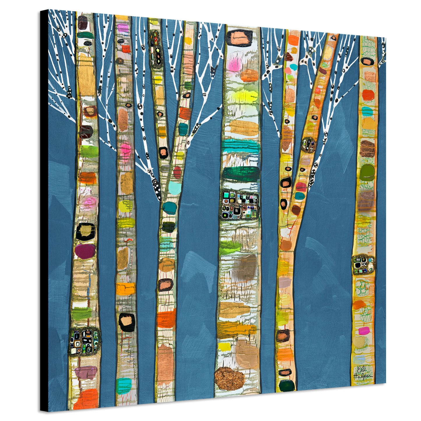 Birch Trees in Blue - Canvas Print