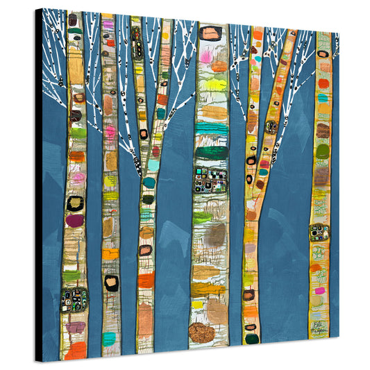 Birch Trees in Blue - Canvas Print