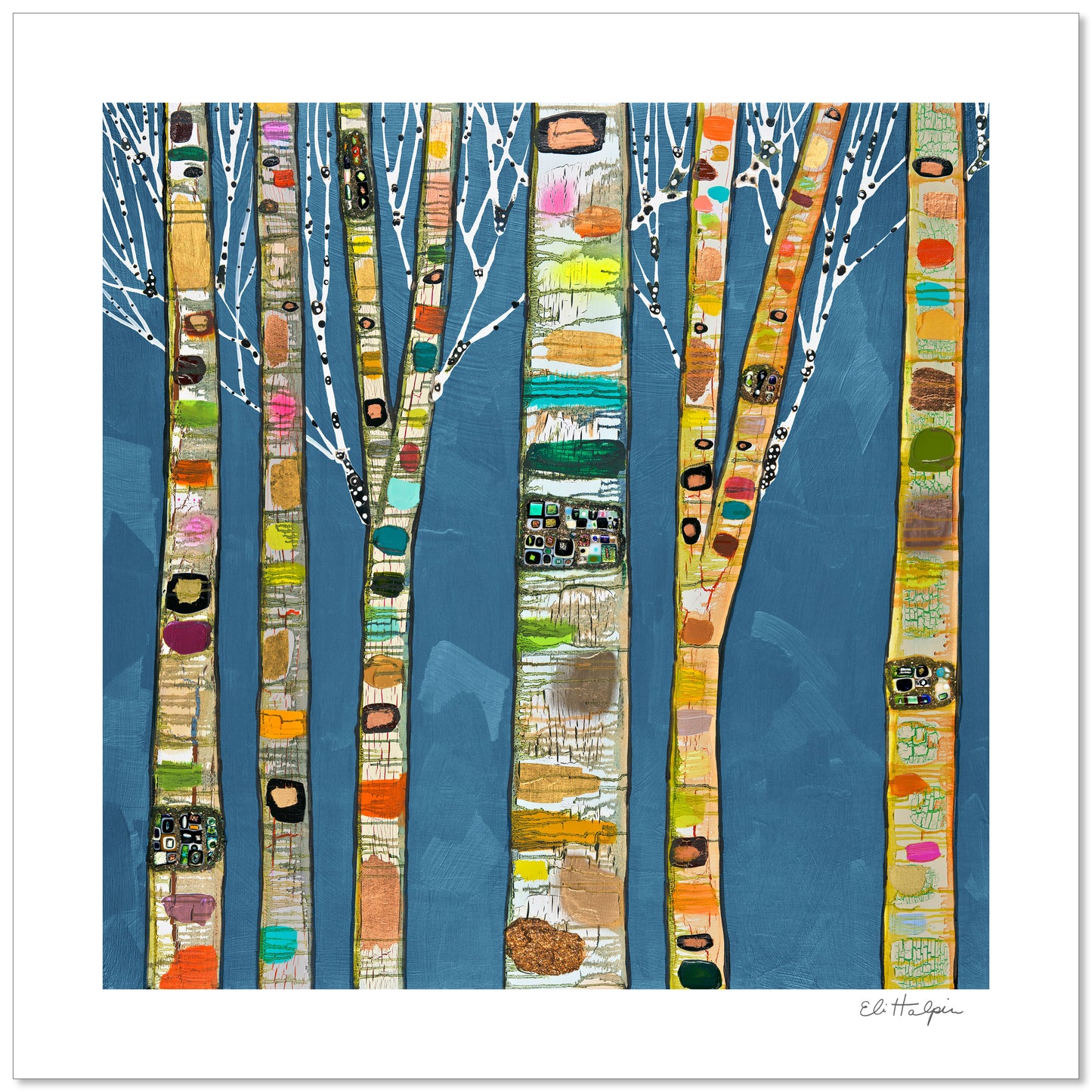 Birch Trees in Blue - Signed Paper Print