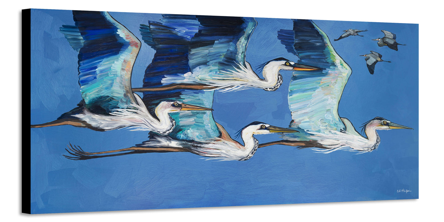 Blue Heron Flight at Dusk- Canvas Print