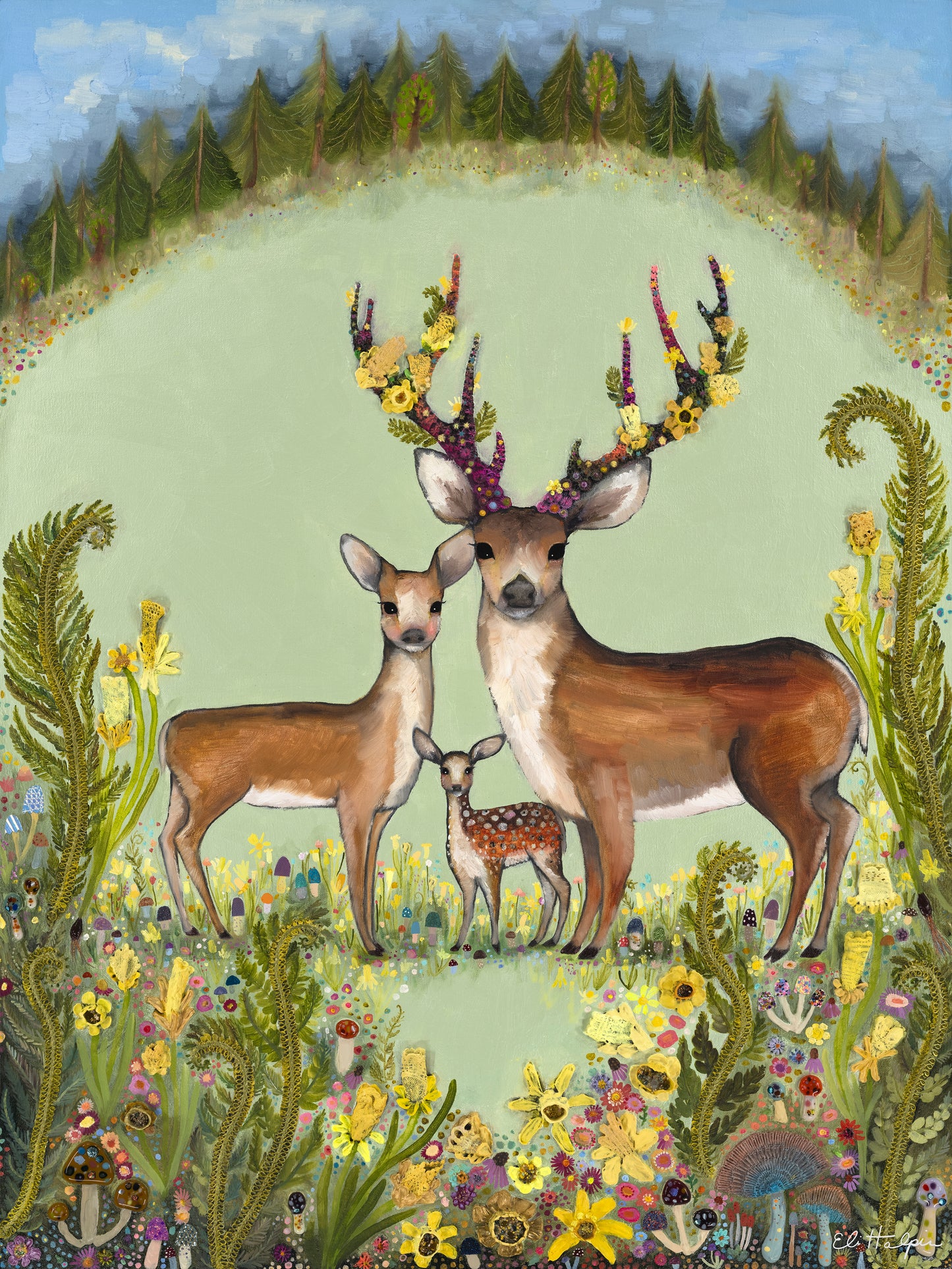 Deer Family - Canvas Print