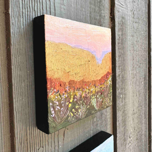 Pink Desert Sky 4x4" - Oil Painting