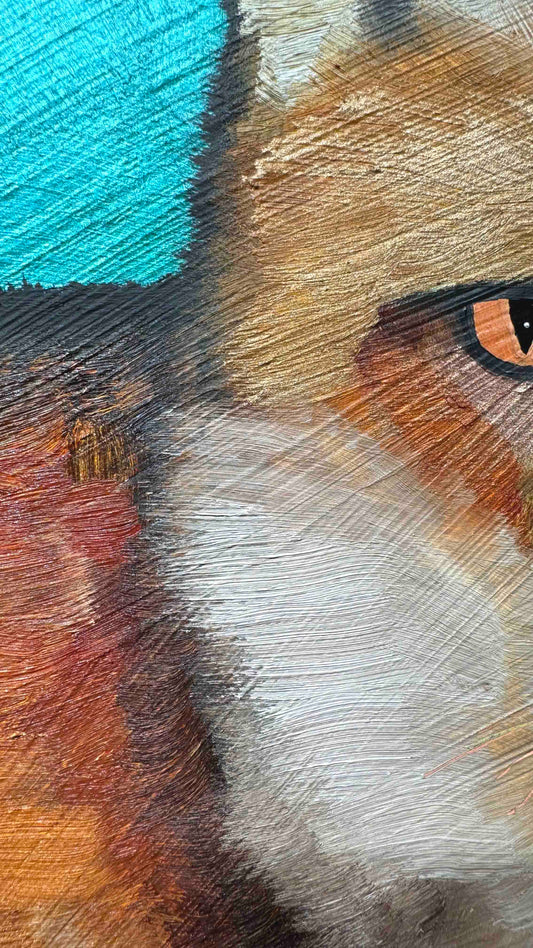 Foxy in Iridescent Turquoise 11x14" - Oil Painting