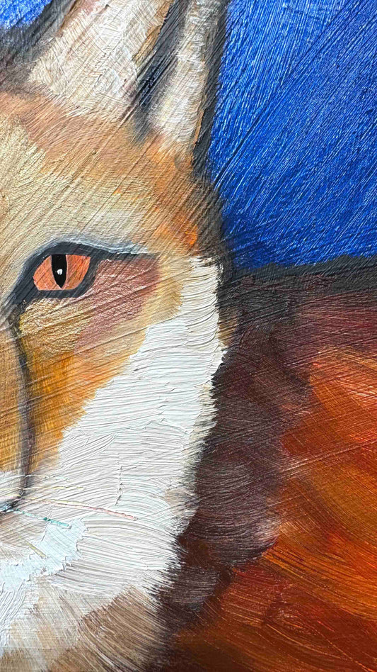 Foxy in Metallic Deep Blue 11x14" - Oil Painting
