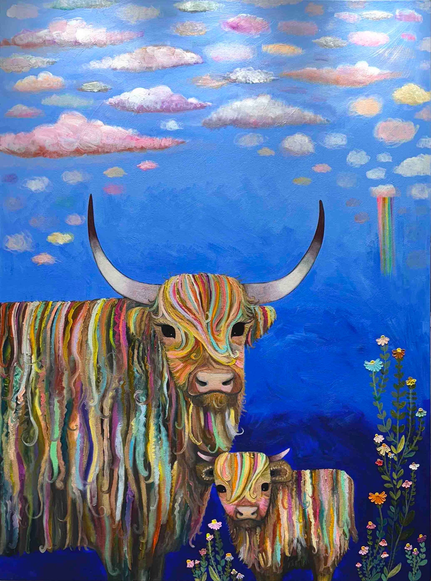 Highland Cow Calf 36x48" - Oil Painting