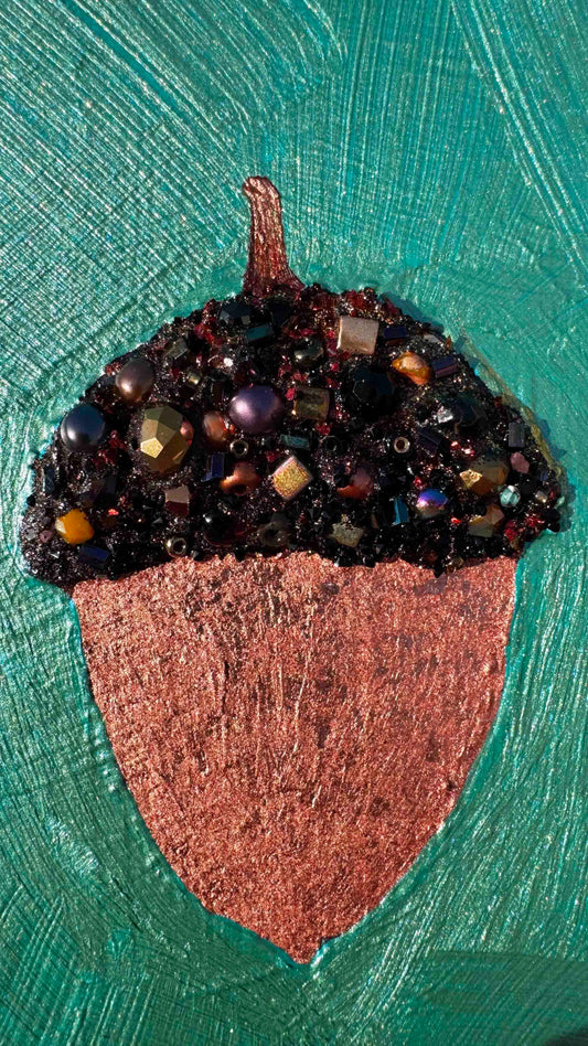 One Jeweled Acorn - 6x6" - Oil Painting