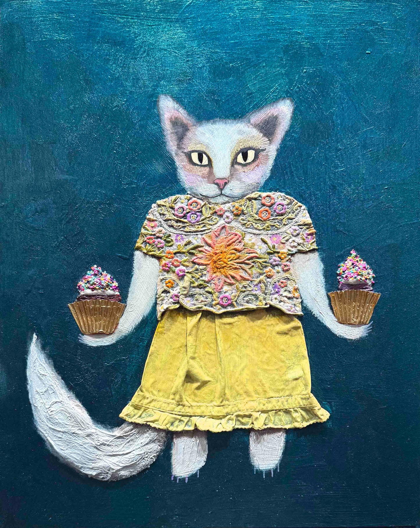 Kitty Cupcakes 11x14" - Oil Painting