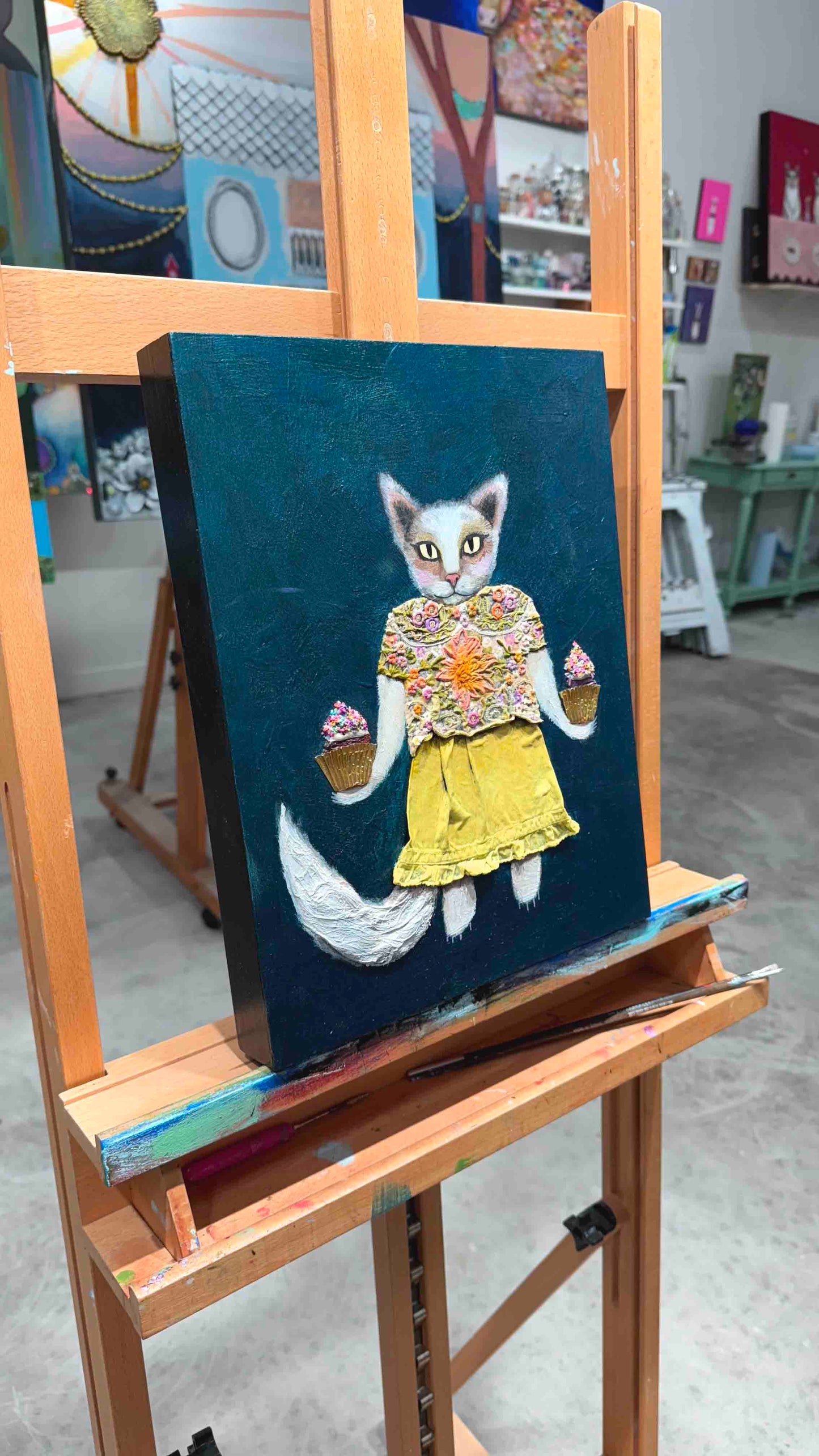 Kitty Cupcakes 11x14" - Oil Painting