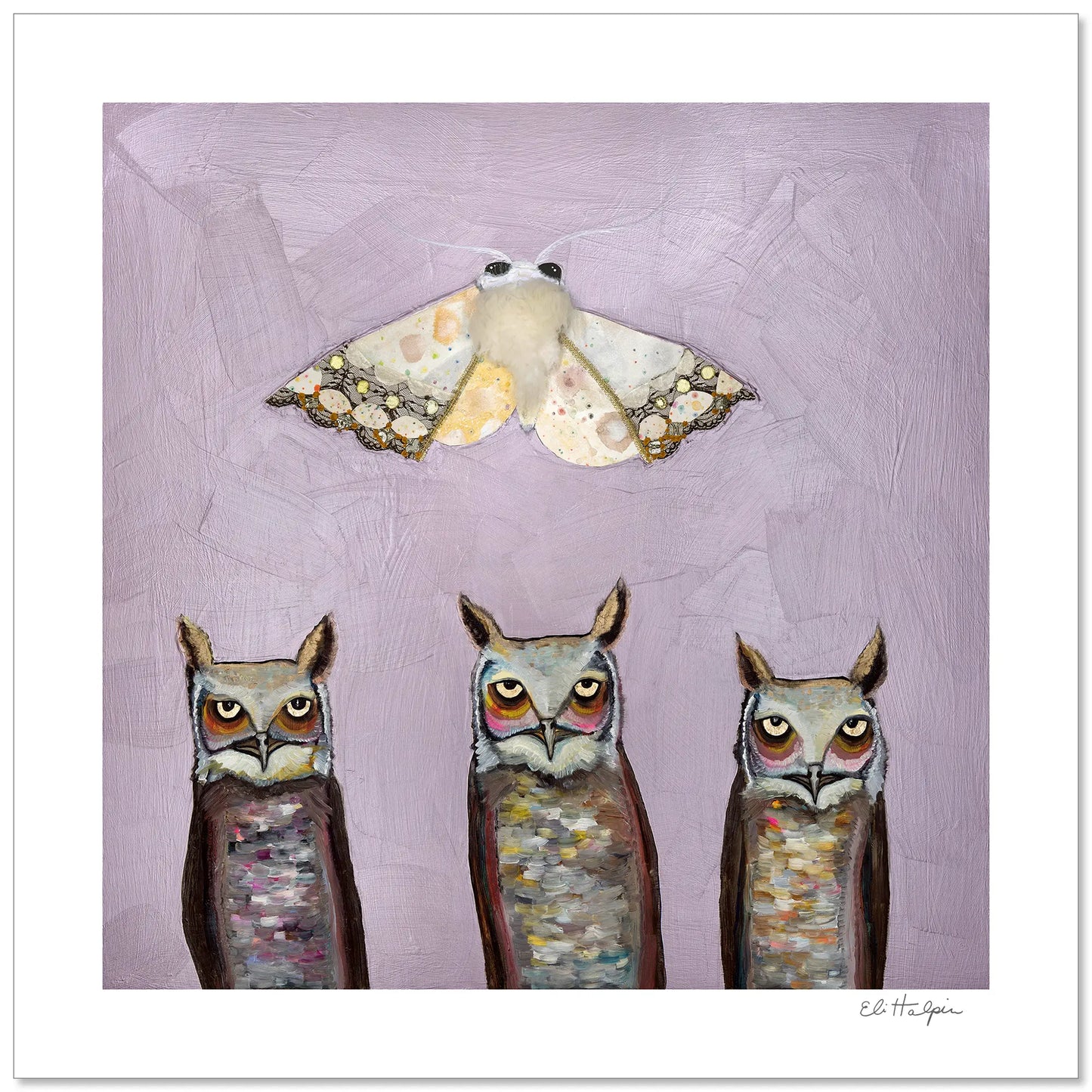 Moth and Owls - Signed Paper Print