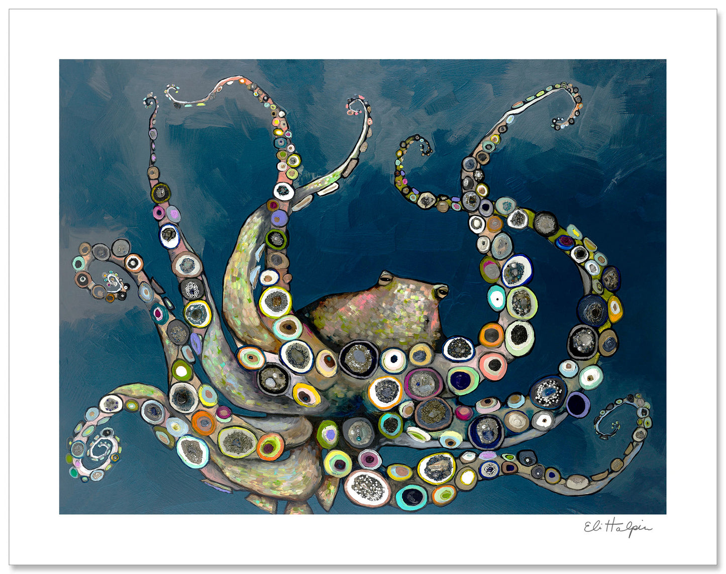 Octopus in Deep Blue - Signed Paper Print