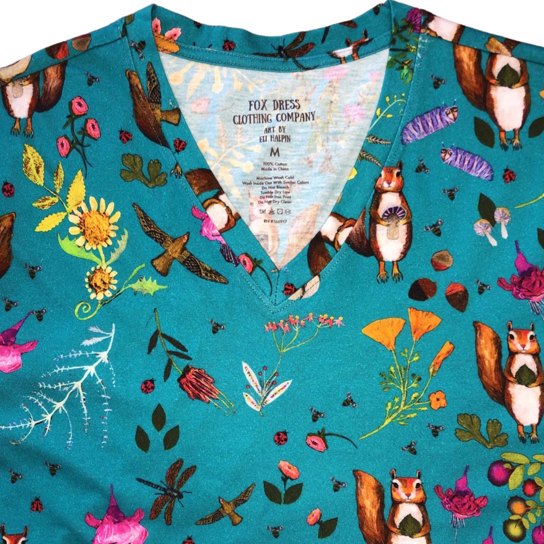 Squirrely V-Neck Cotton Tee Shirt