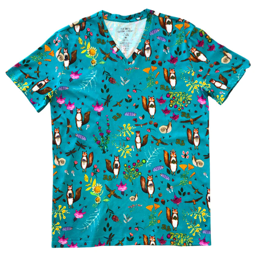 Squirrely V-Neck Cotton Tee Shirt