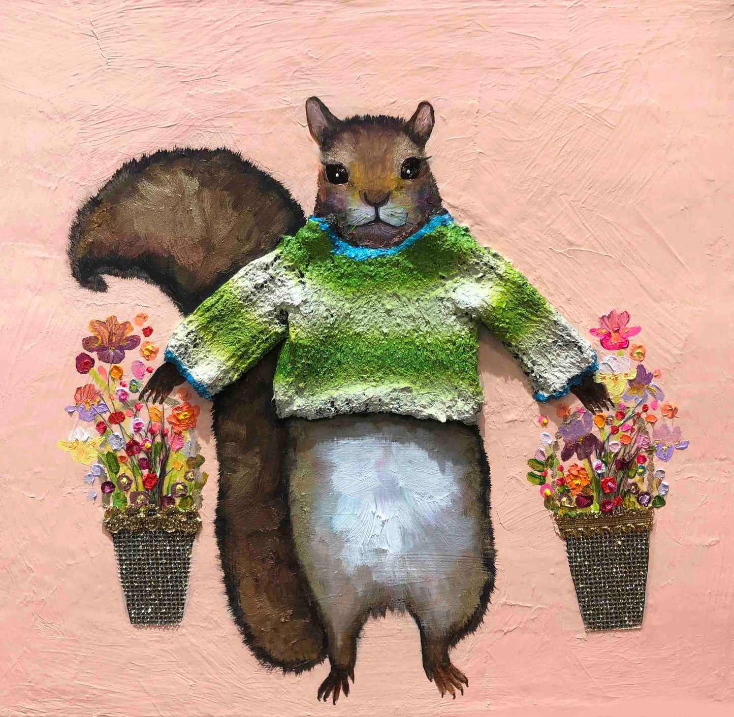 Sweater Weather Peach Blossom 11x10" - Oil Painting