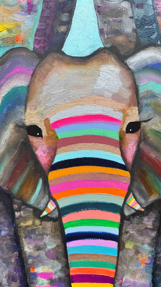 Baby Elephant 33x44" - Oil Painting