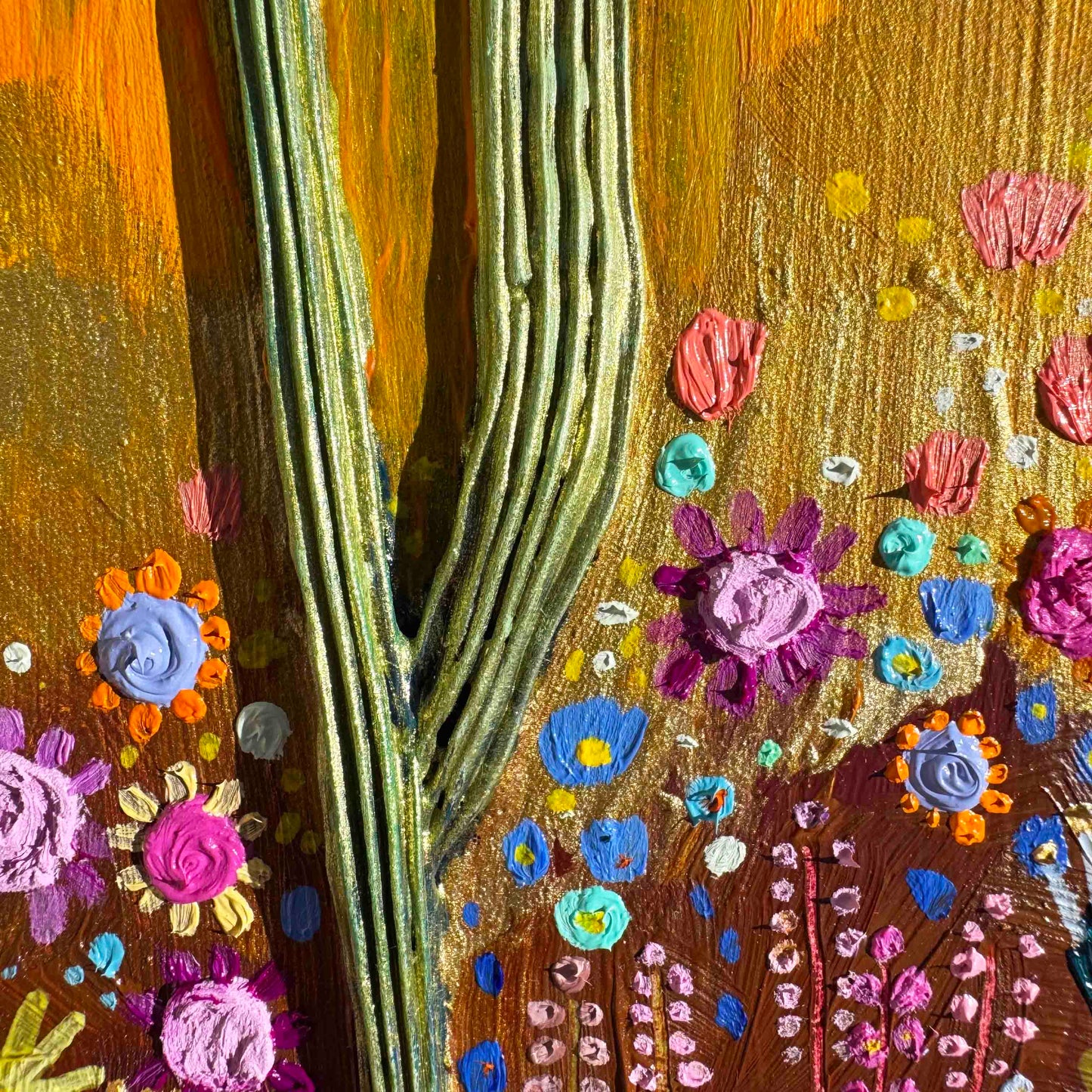 Desert Flowers in Butter Yellow - 8.25 x 8.25" - Oil Painting