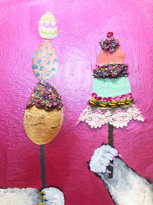 Easter Bunnies 36 x 36" - Oil Painting