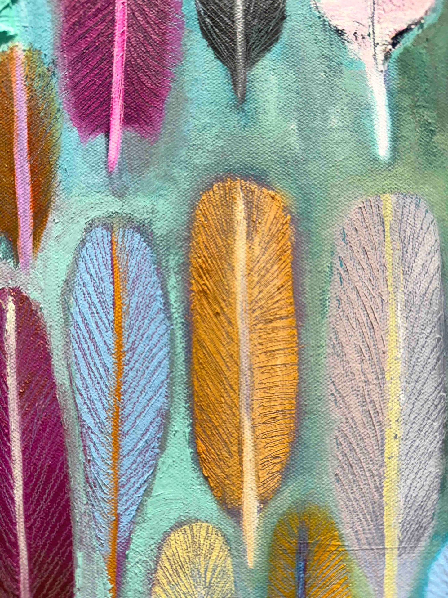 Feathers 30 x 30" - Oil Painting