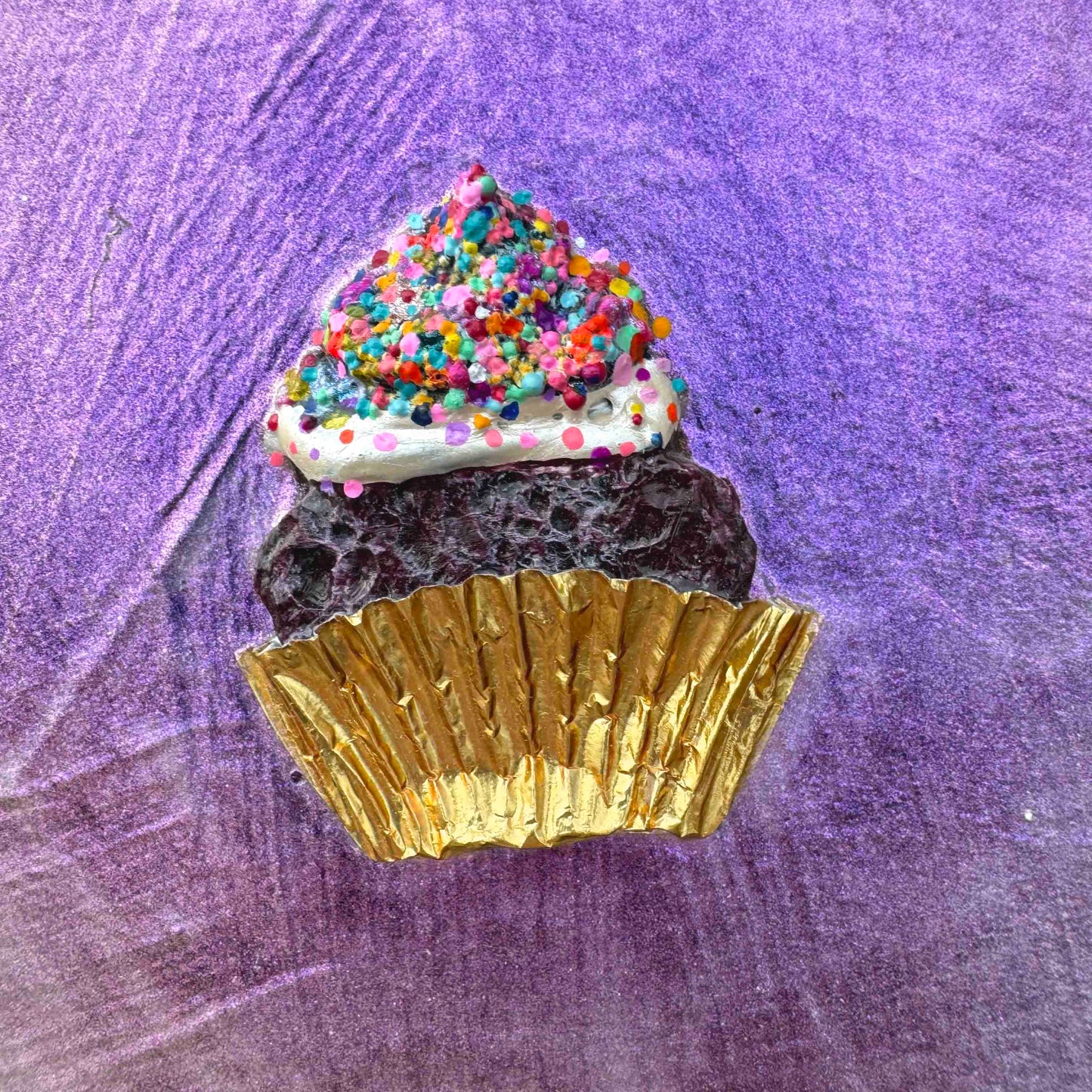 Four Mini Cupcakes in Iridescent Violet 11x14" - Oil Painting