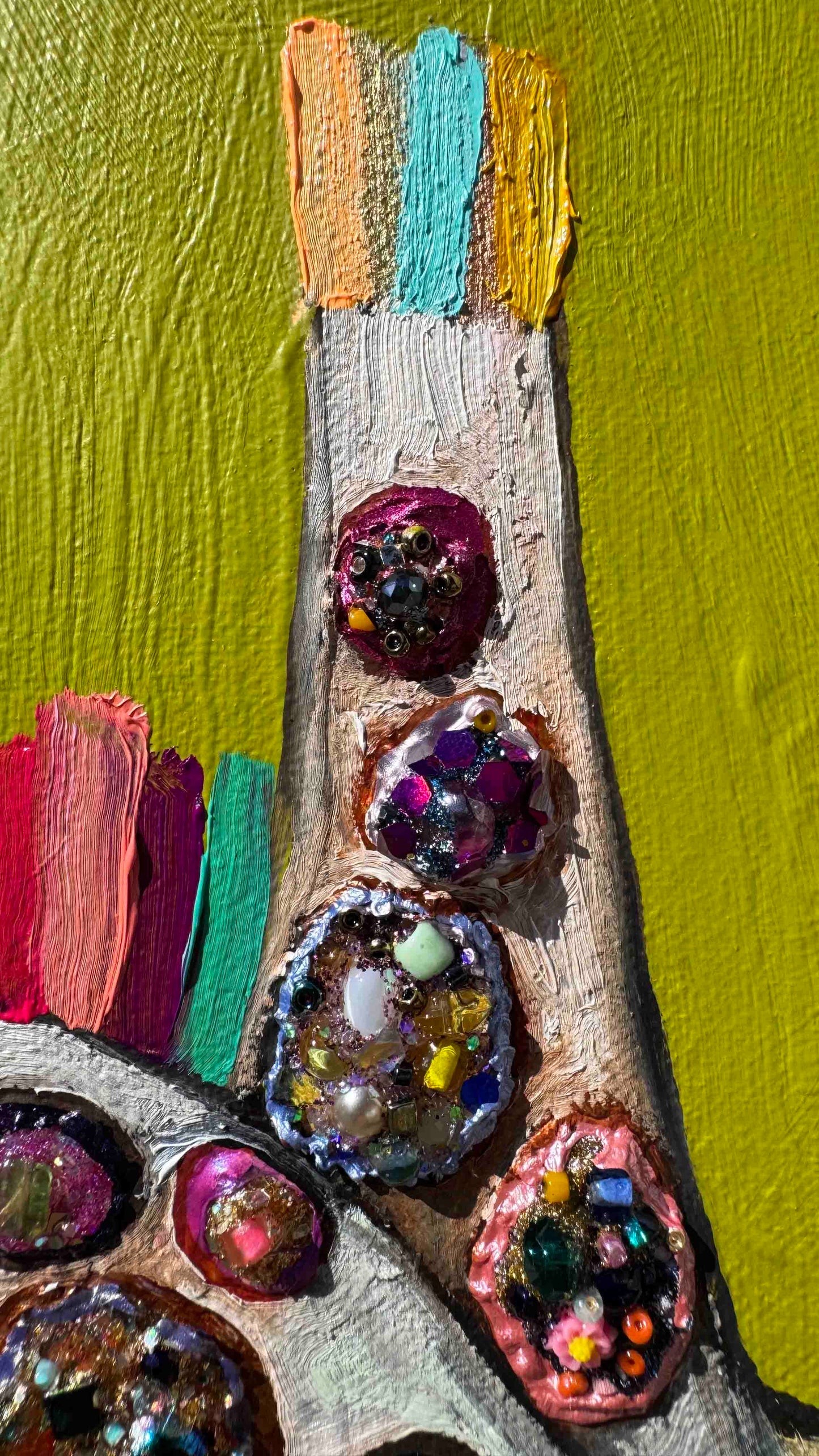 Jeweled Giraffe in Citrus Green - 24x20" - Oil Painting