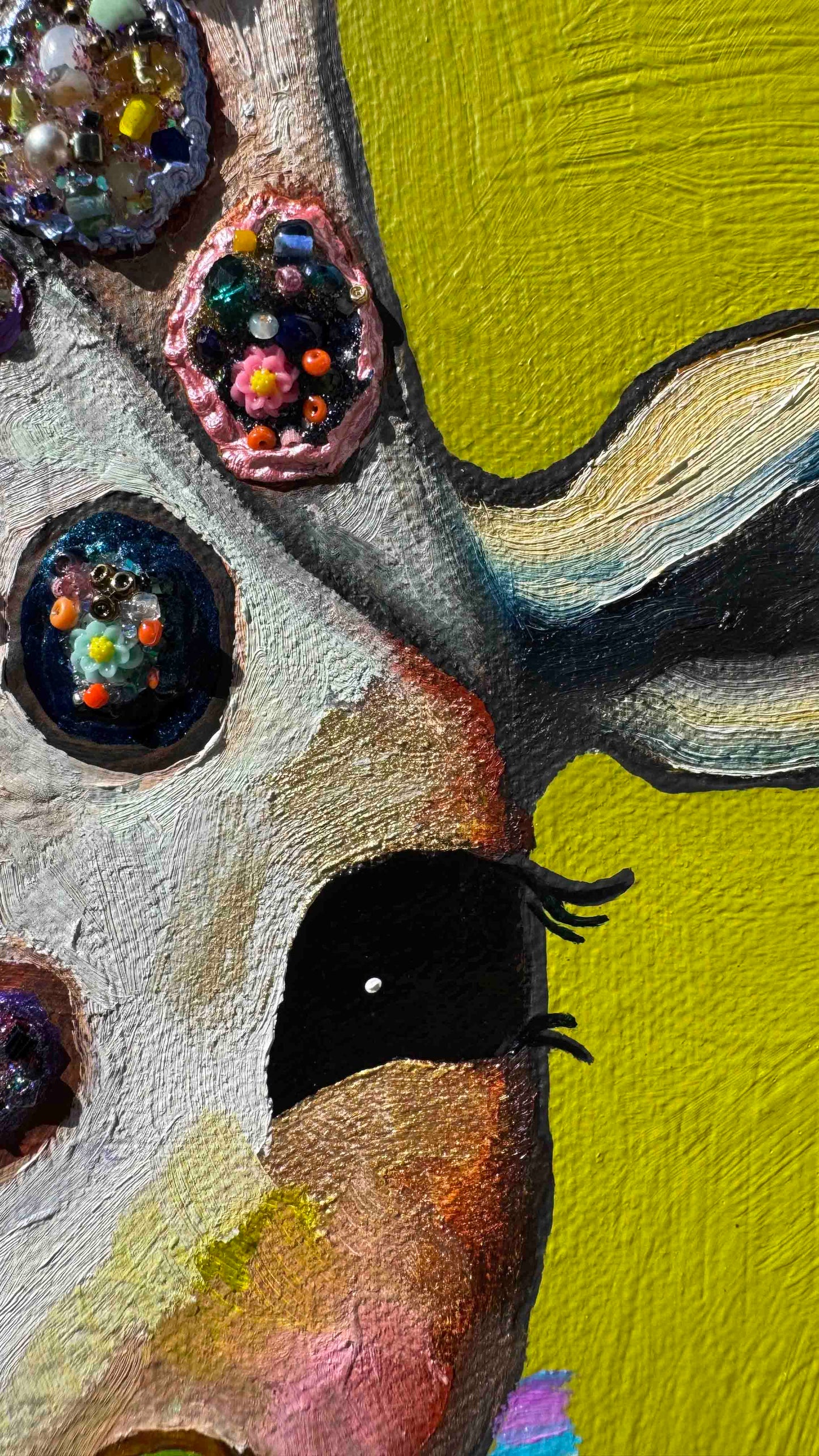 Jeweled Giraffe in Citrus Green - 24x20" - Oil Painting