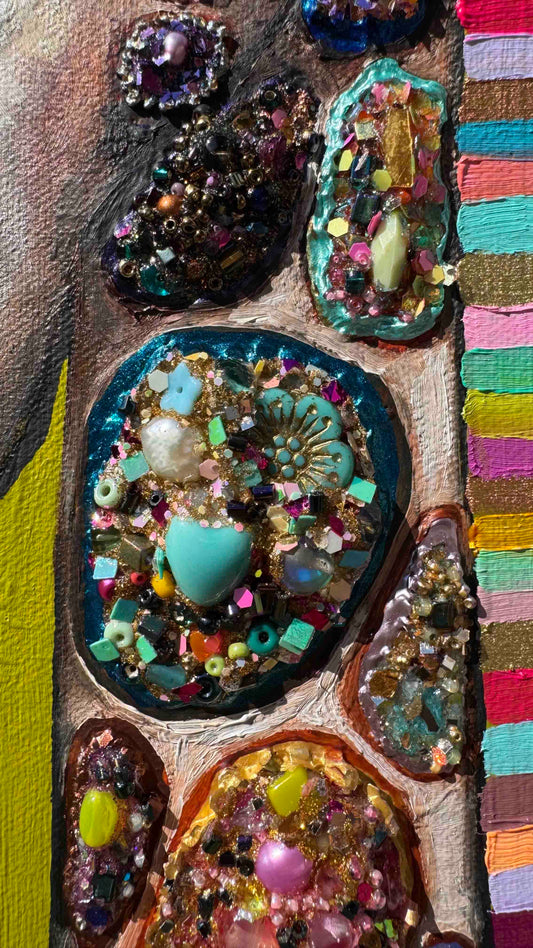 Jeweled Giraffe in Citrus Green - 24x20" - Oil Painting