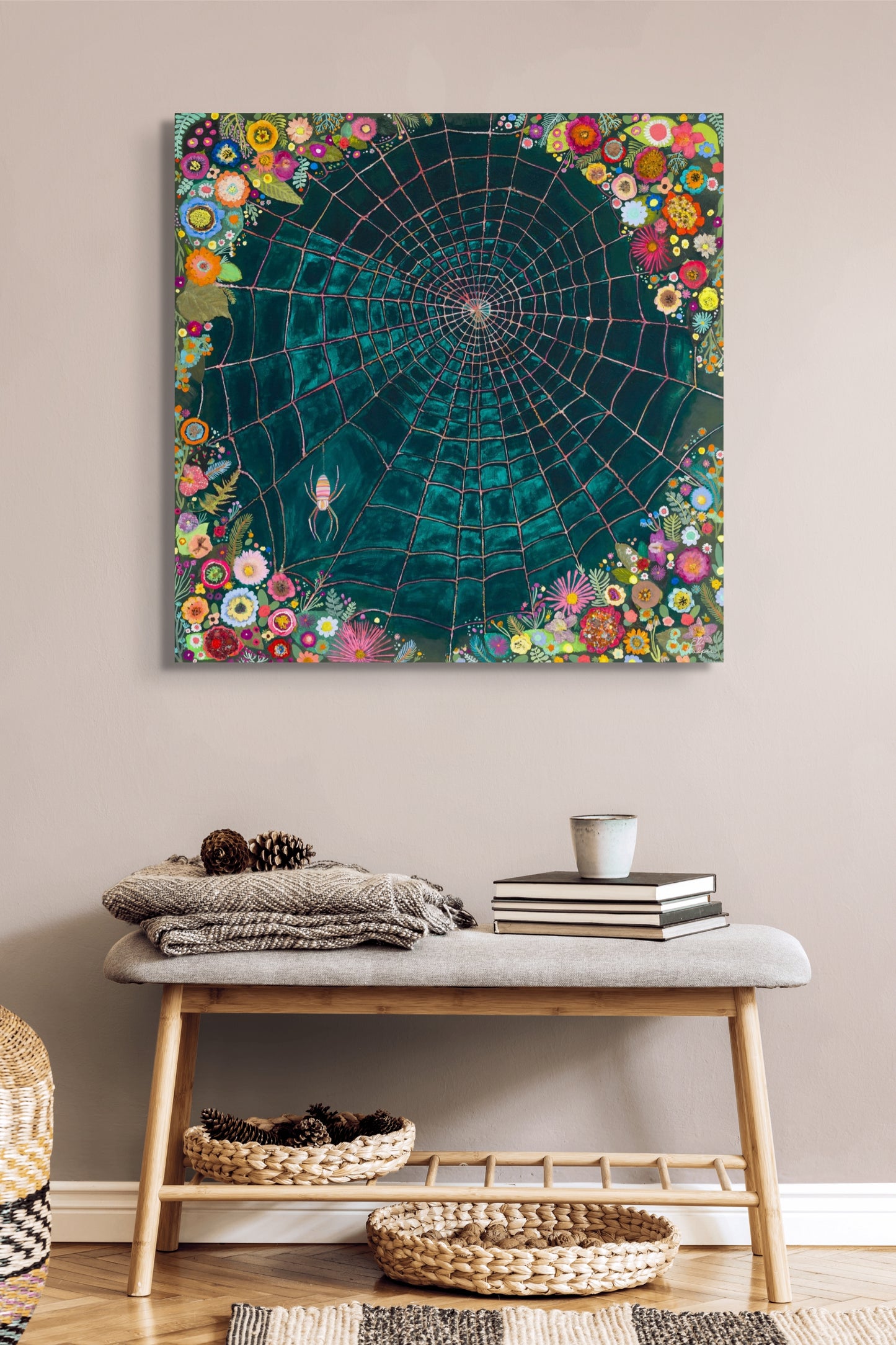 Pink Spiderweb - Canvas Print
