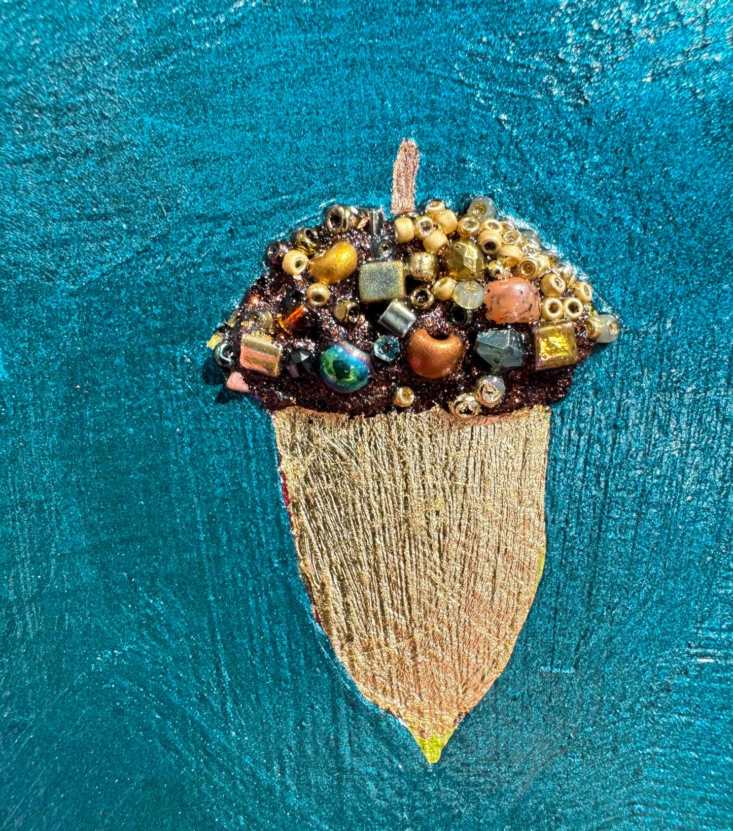 Three Jeweled Acorns - 6x6" - Oil Painting