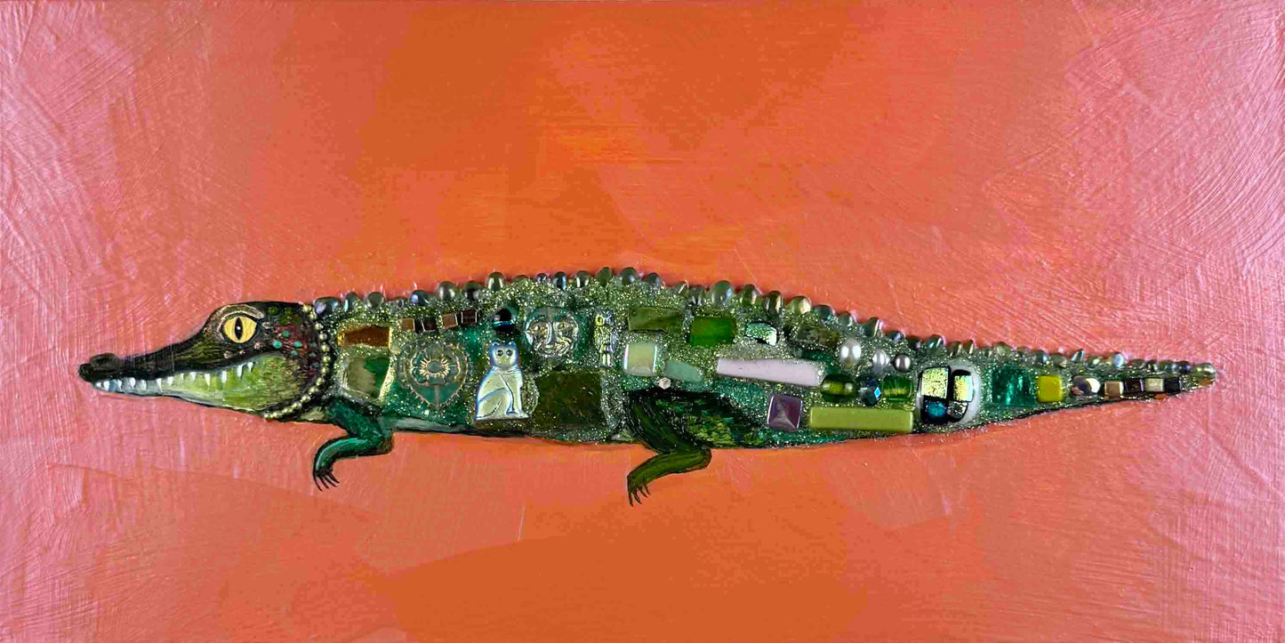 Alligator in Shimmery Rust - 6x12" - Oil Painting