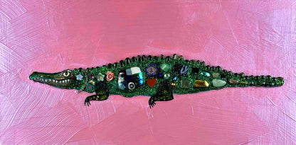 Alligator in Shimmery Candy Pink - 6x12" - Oil Painting