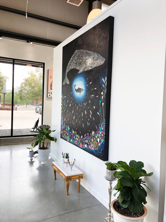 Gray Whale Calf 7ft x 6ft - Oil Painting