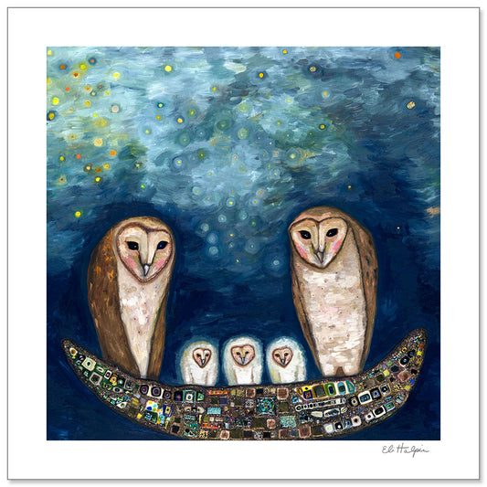 Barn Owl Treasure Nest - Signed Paper Print