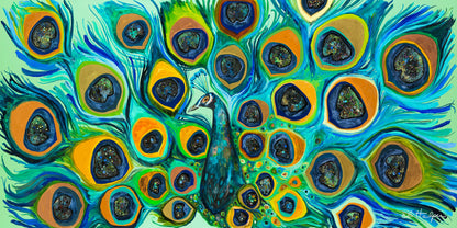 Beaded Peacock - Canvas Print