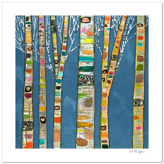 Birch Trees in Blue - Signed Paper Print