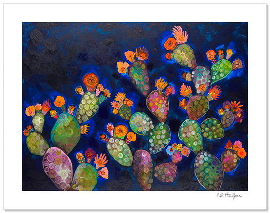 Blooming Prickly Pears 1  - Signed Paper Print