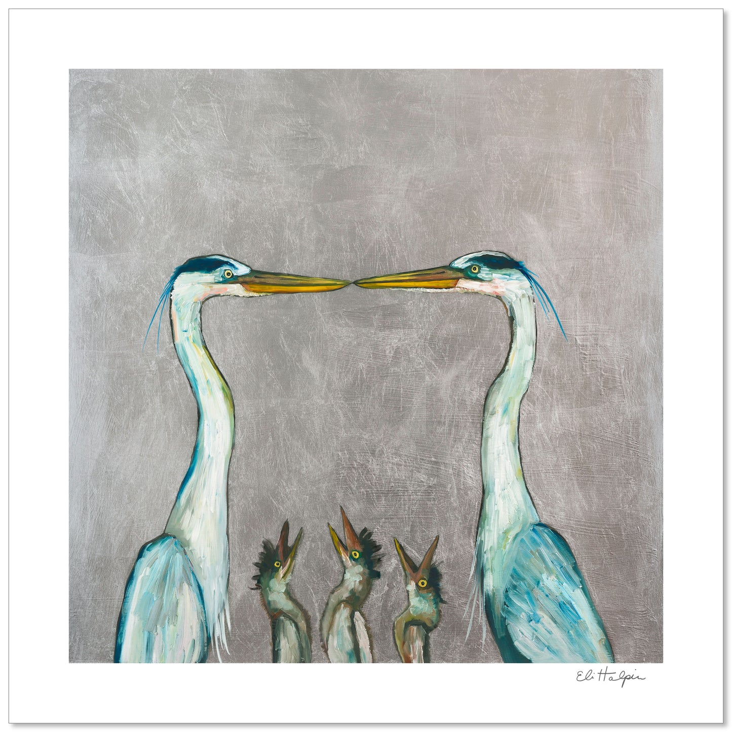 Blue Heron Family - Signed Paper Print
