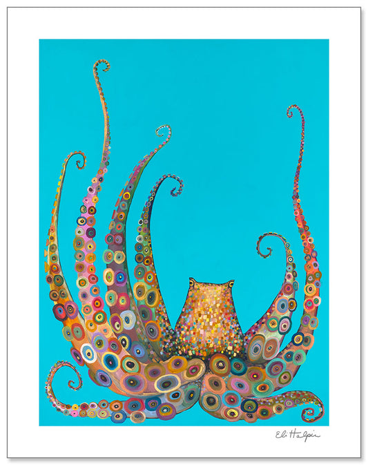 Blue Octopus - Signed Paper Print