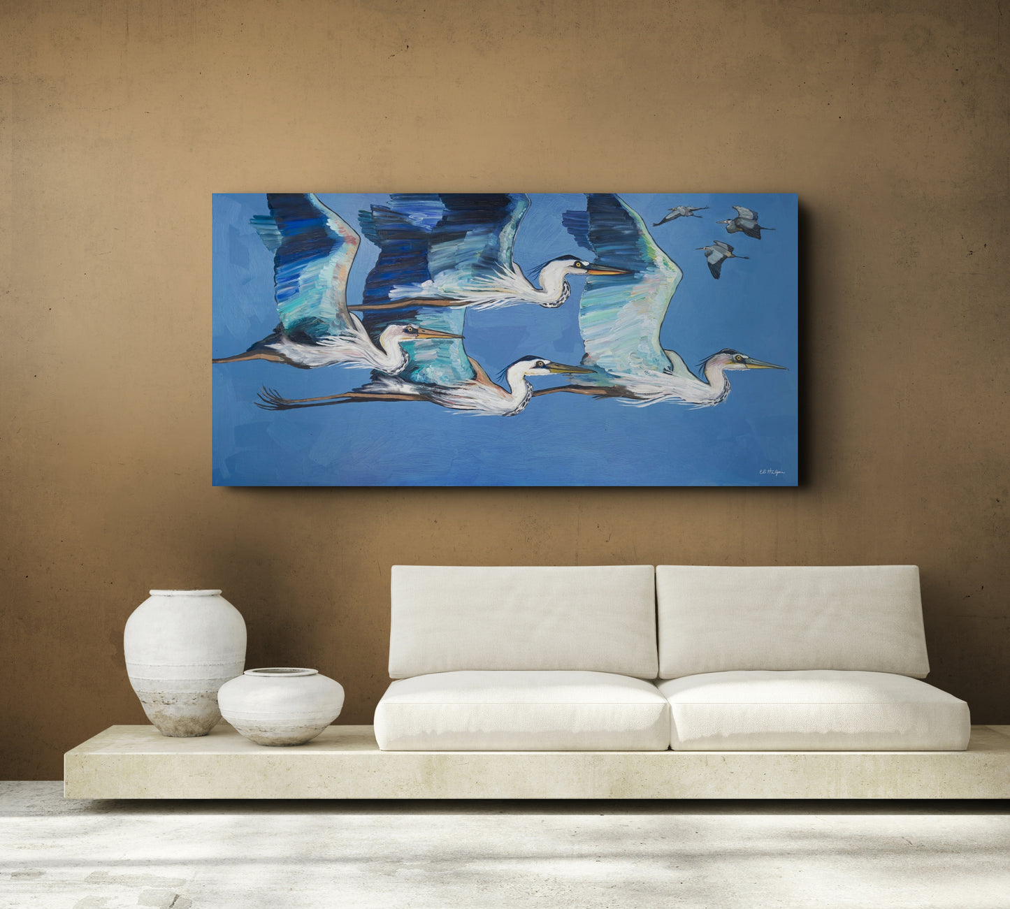 Blue Heron Flight at Dusk- Canvas Print