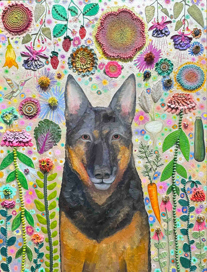 German Shepard 24 x 32" - Oil Painting