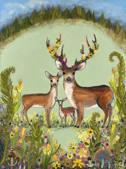 Deer Family - Canvas Print