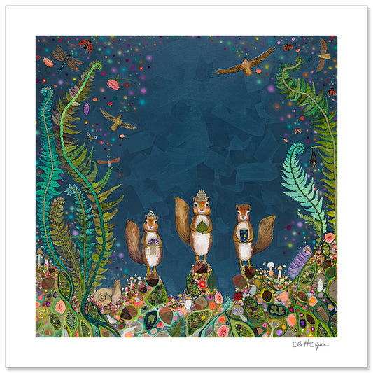 Fiddlehead Ferns - Squirrel Royale - Signed Paper Print