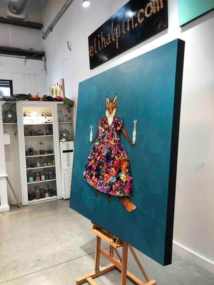 Fox Dressed 60x40" - Oil Painting