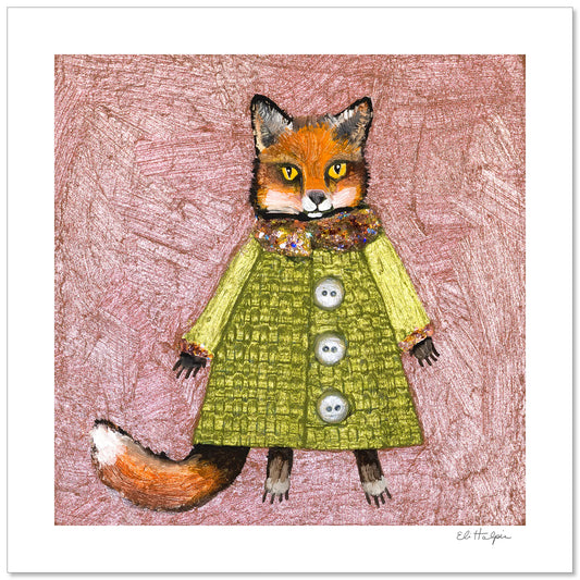 Foxy Winter Coat - Signed Paper Print