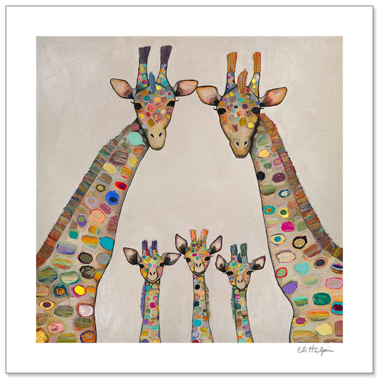 Giraffe Family - Signed Paper Print