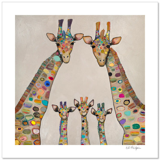 Giraffe Family - Signed Paper Print