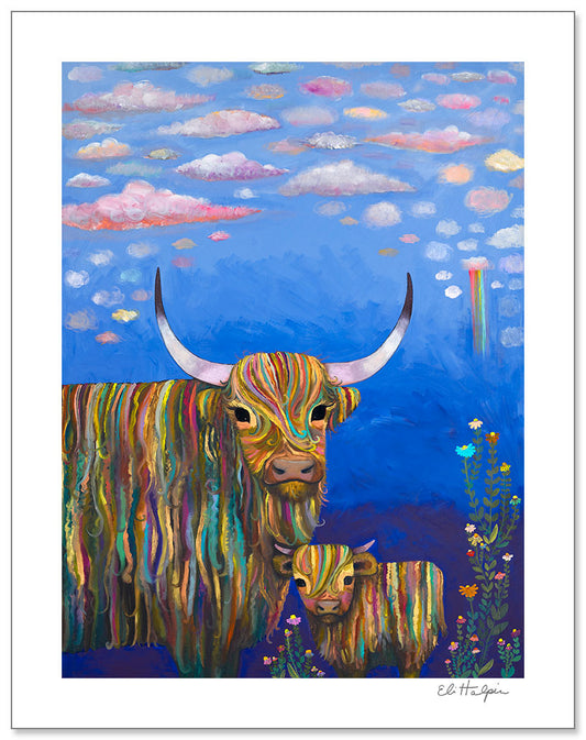 Highland Cow Calf - Signed Paper Print