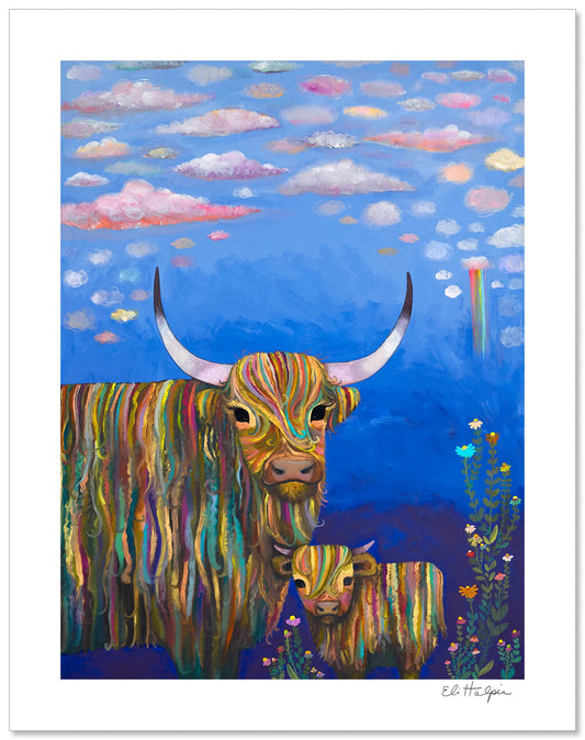 Highland Cow Calf - Signed Paper Print