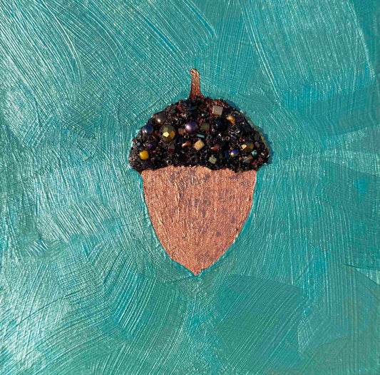 One Jeweled Acorn - 6x6" - Oil Painting