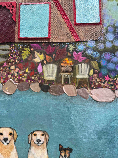 A-Frame Lake House 60x60" - Oil Painting