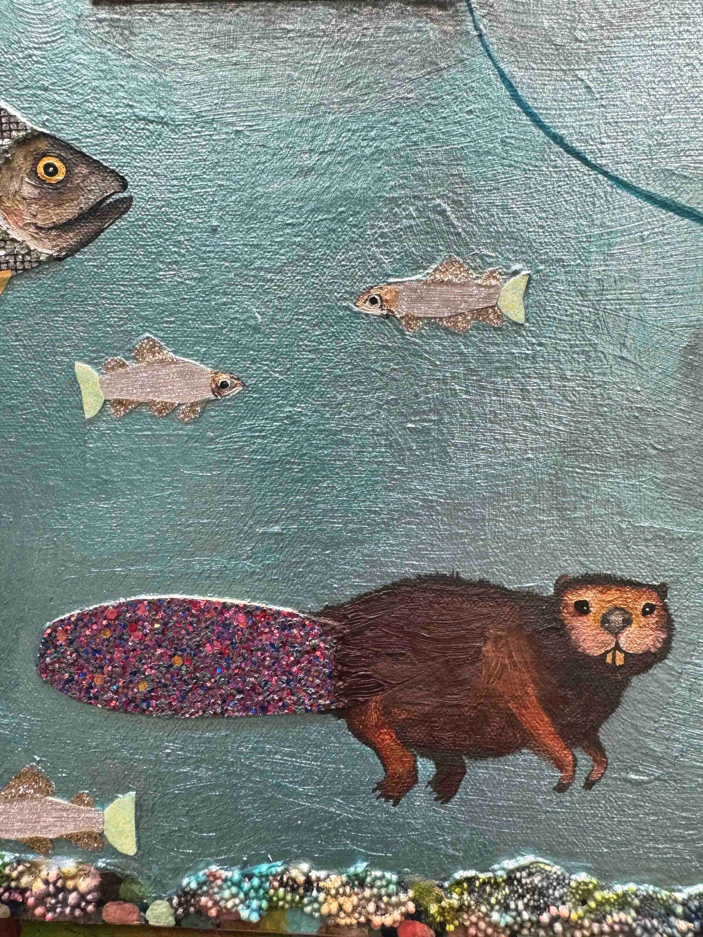 A-Frame Lake House 60x60" - Oil Painting